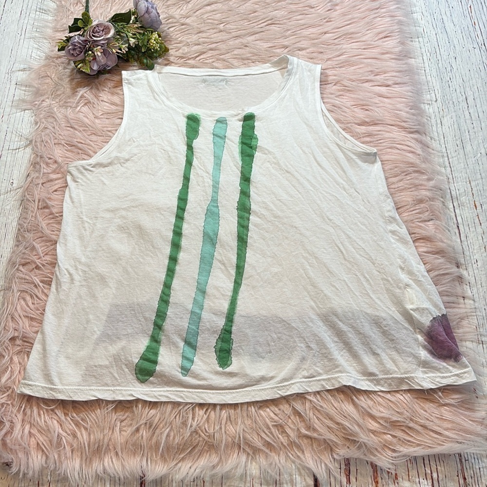 ARCHIVIOB Knitting Club Watercolor Paint White Tank Top sz L